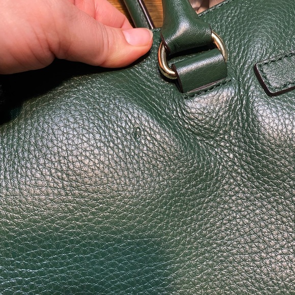 Michael Kors Hamilton Large Pebbled Leather Satchel Handbag / Tote Hunter Green - Picture 14 of 17